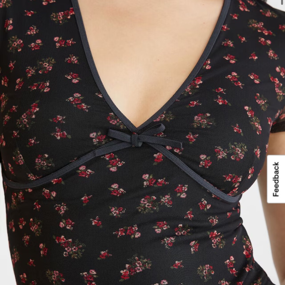Aeropostale Black Floral Sleepwear Top